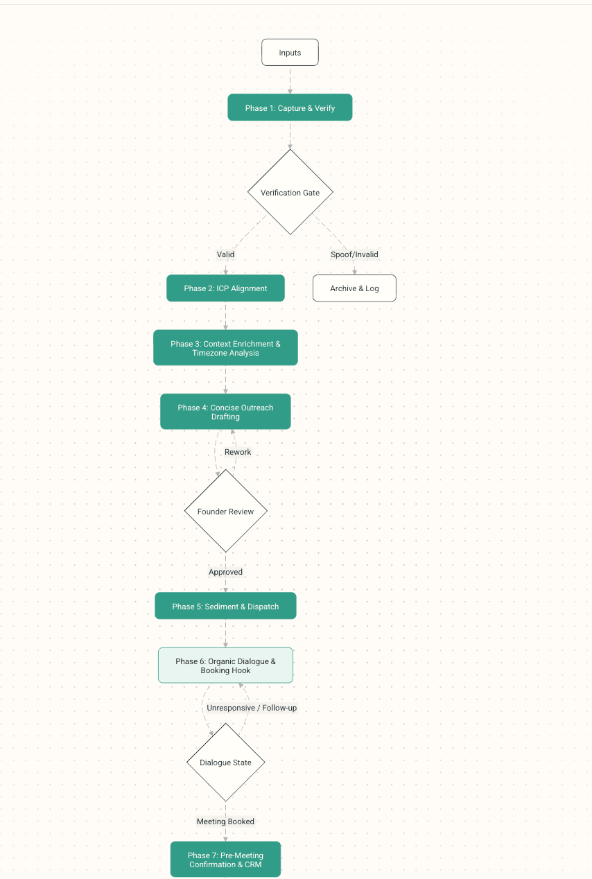B2B Inbound Sales Automation — 8-phase workflow diagram